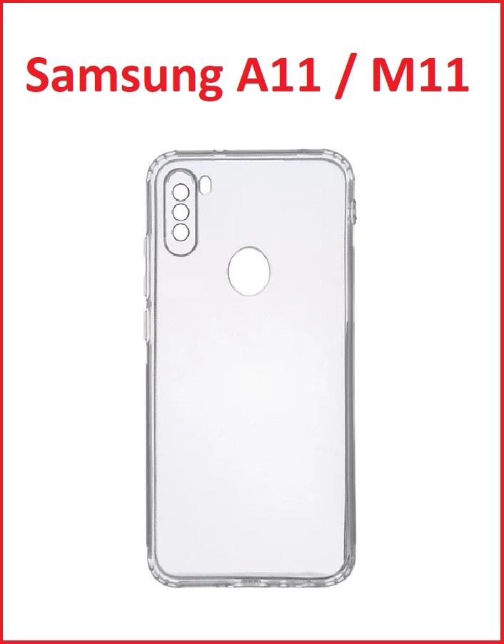 Чехол-накладка для Samsung Galaxy A11 / M11 (силикон) SM-A115 прозрачный с защитой камеры - фото 1 - id-p124024927
