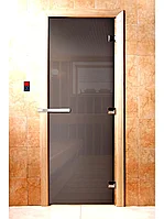 Дверь стеклянная 700*1900 Сумерки графит прозрачная 8мм 3 петли