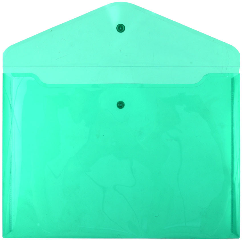 Папка-конверт пластиковая на кнопке Attache толщина пластика 0,18 мм, прозрачная зеленая - фото 1 - id-p221856396