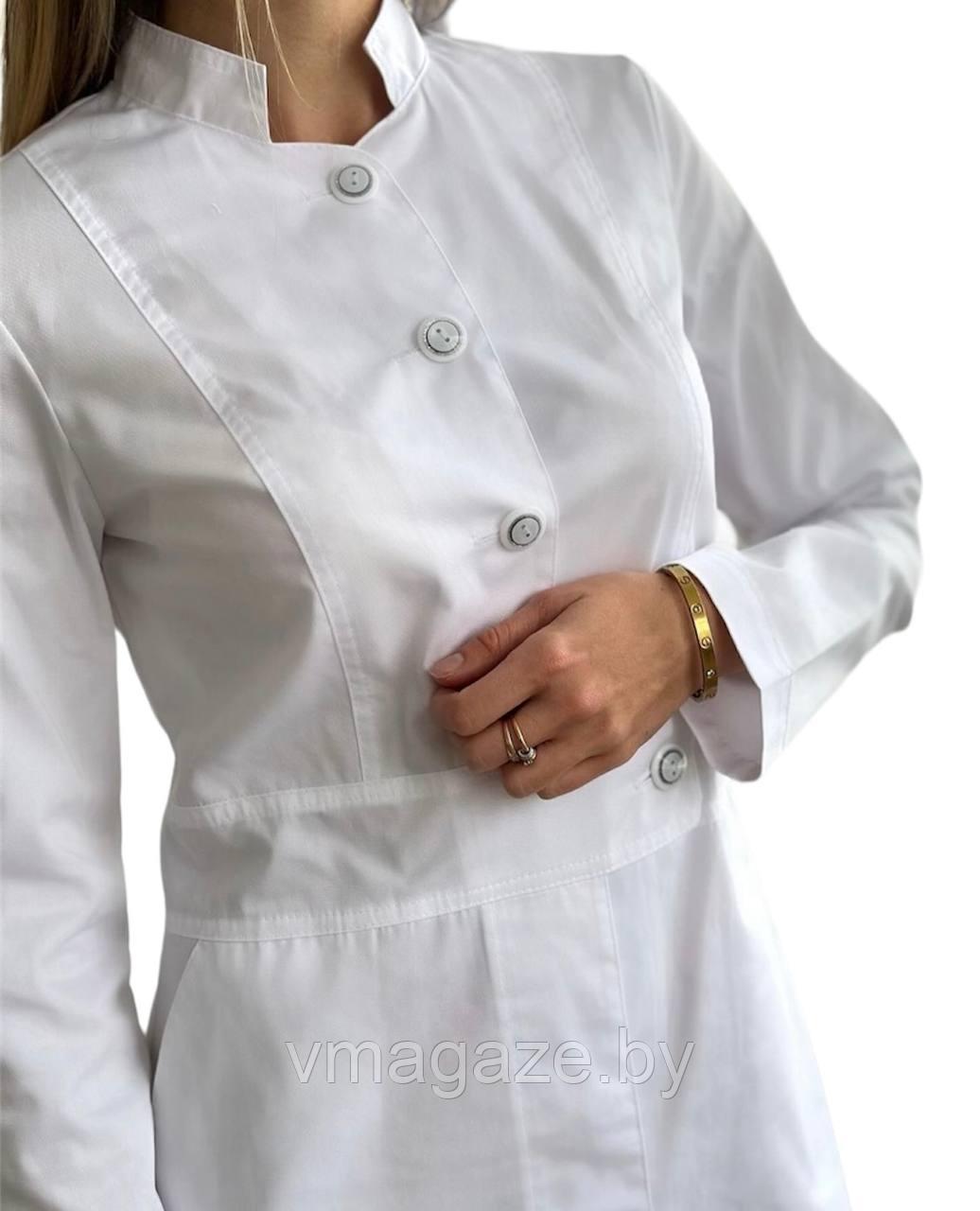 Медицинский халат, женский Агата на пуговицах (цвет белый) - фото 3 - id-p176540448