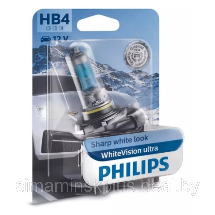 Лампа Philips HB4 12 В, 51W (P22d) (+60% вид.) WhiteVision ultra , блистер 1 шт, 9006WVUB1 - фото 1 - id-p222525628