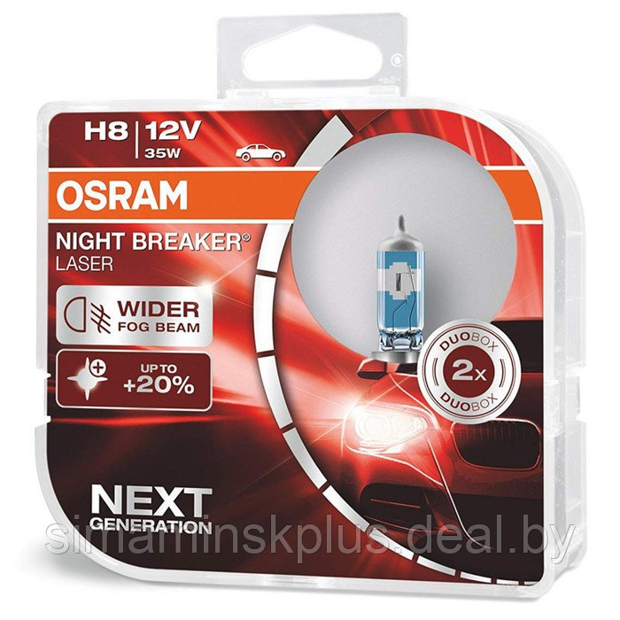 Лампа автомобильная Osram Night Breaker Laser +150%, H8, 12 В, 35 Вт, набор 2 шт, 64212NL-HCB 4666 - фото 1 - id-p222525633