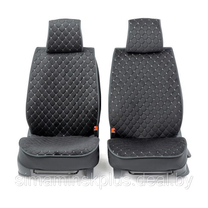 Каркасные накидки на передние сиденья Car PerforMANce, 2 шт, алькантара, ромб,черно-серый - фото 2 - id-p222525692