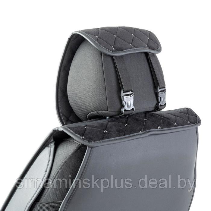 Каркасные накидки на передние сиденья Car PerforMANce, 2 шт, алькантара, ромб,черно-серый - фото 3 - id-p222525692