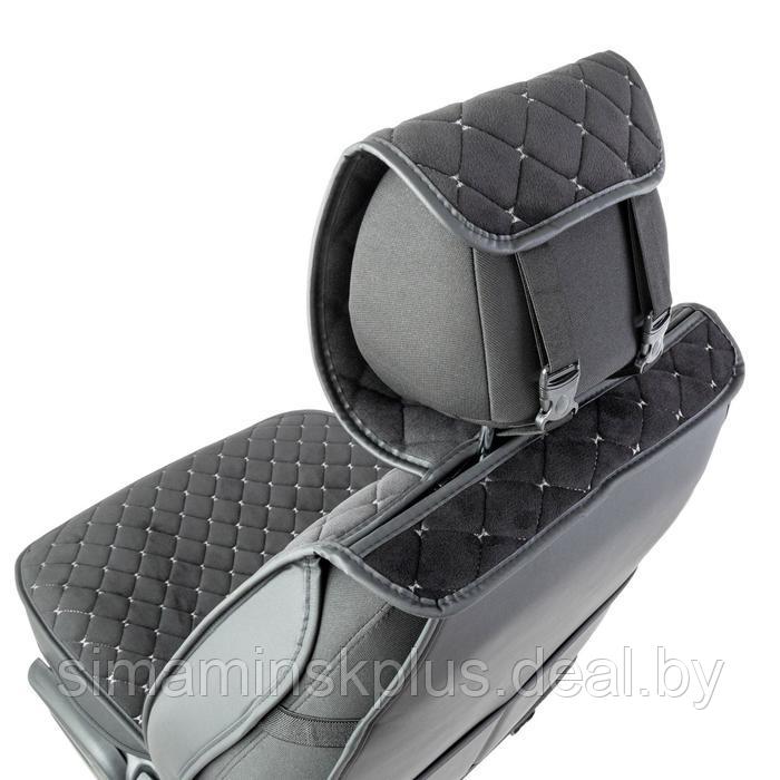 Каркасные накидки на передние сиденья Car PerforMANce, 2 шт, алькантара, ромб,черно-серый - фото 4 - id-p222525692