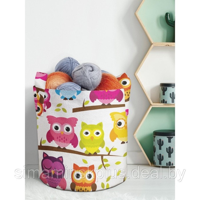 Мягкая текстильная корзина «Совиное представление» для хранения вещей и игрушек, 19 л. - фото 1 - id-p222527214