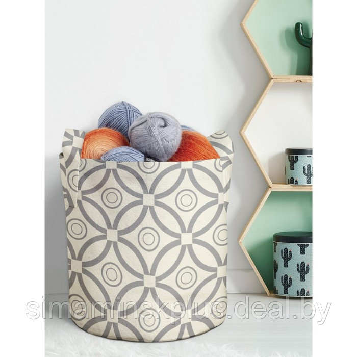 Мягкая текстильная корзина «Лепесточные круги» для хранения вещей и игрушек, 19 л. - фото 1 - id-p222527216