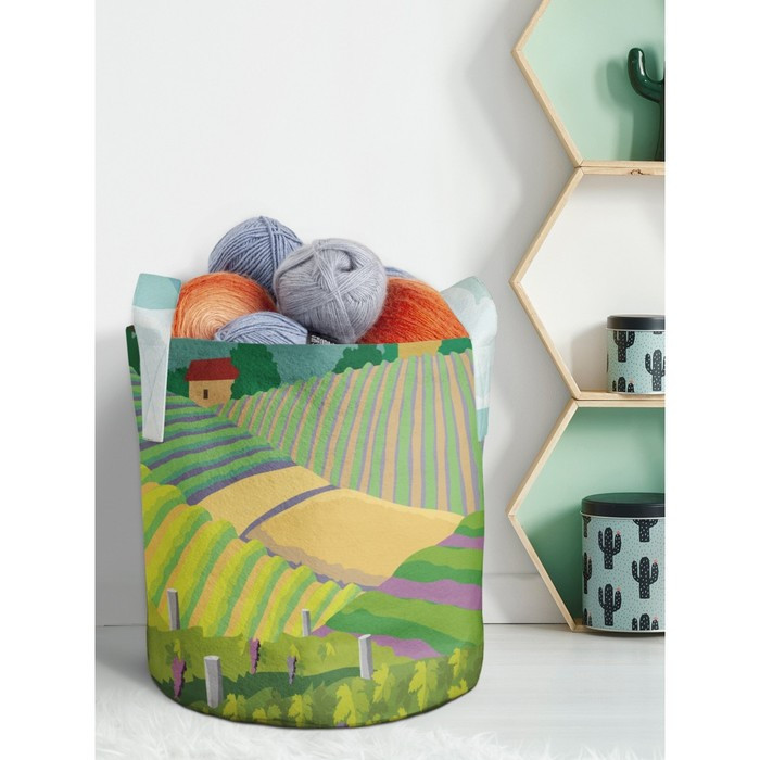Текстильная корзина «Виноградники на холмах» для хранения вещей и игрушек, 27 л. - фото 1 - id-p222526683