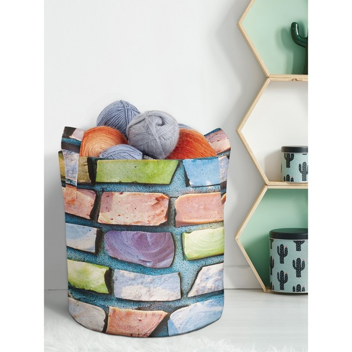 Текстильная корзина «Стена из радужных камней» для хранения вещей и игрушек, 27 л. - фото 1 - id-p222526684