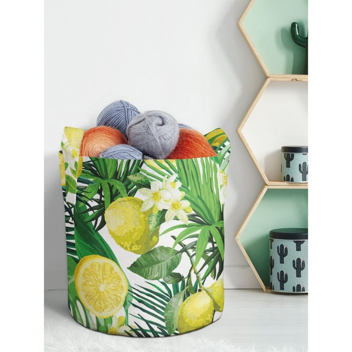 Текстильная корзина «Лимоны и тропики» для хранения вещей и игрушек, 27 л. - фото 1 - id-p222526685