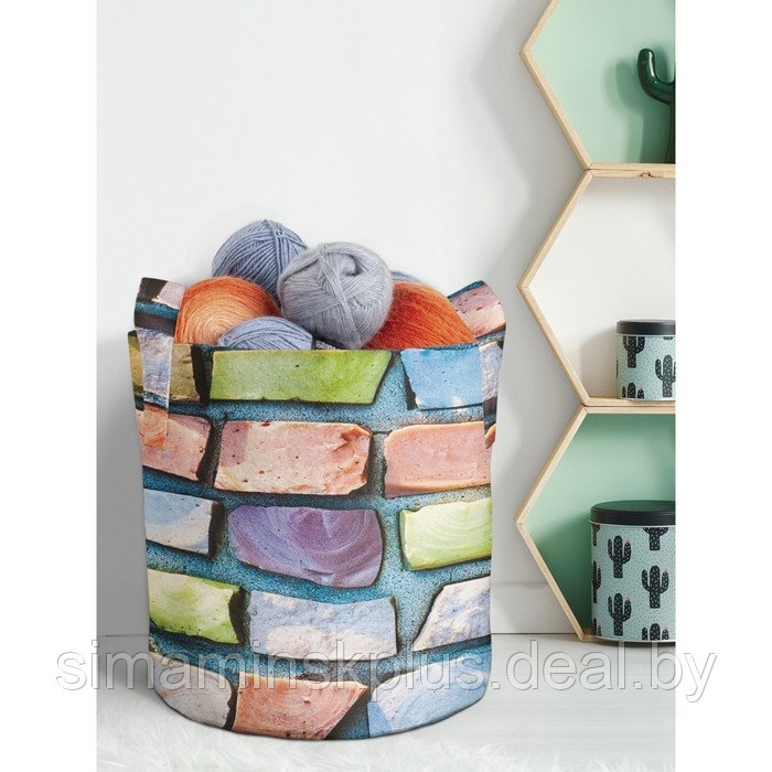 Текстильная корзина «Стена из радужных камней» для хранения вещей и игрушек, 27 л. - фото 1 - id-p222527304