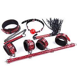 Дизайнерский красно-чёрный БДСМ набор из 7 игрушек