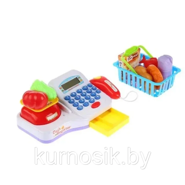 Игровой набор Касса детская игрушечная со сканером и деньгами, 6 предметов - фото 3 - id-p222532422