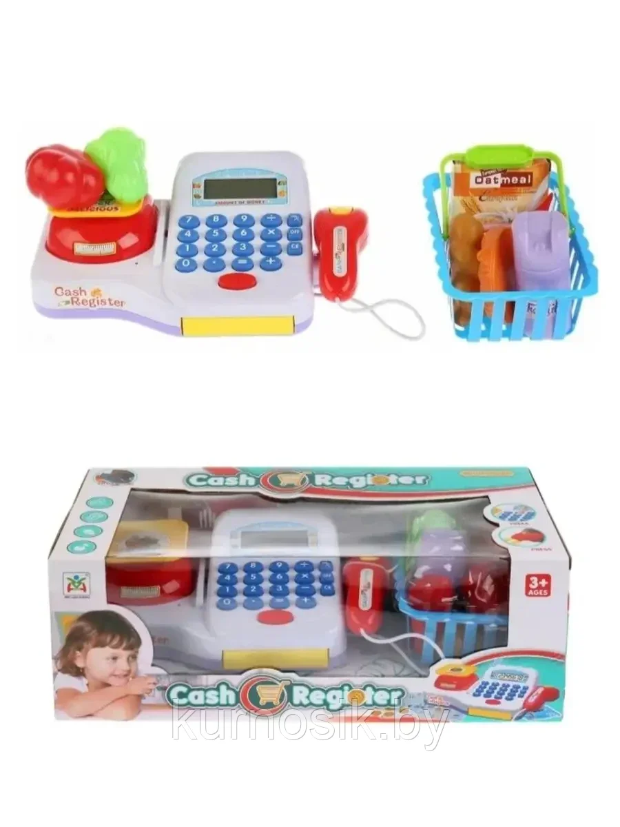 Игровой набор Касса детская игрушечная со сканером и деньгами, 6 предметов - фото 2 - id-p222532422
