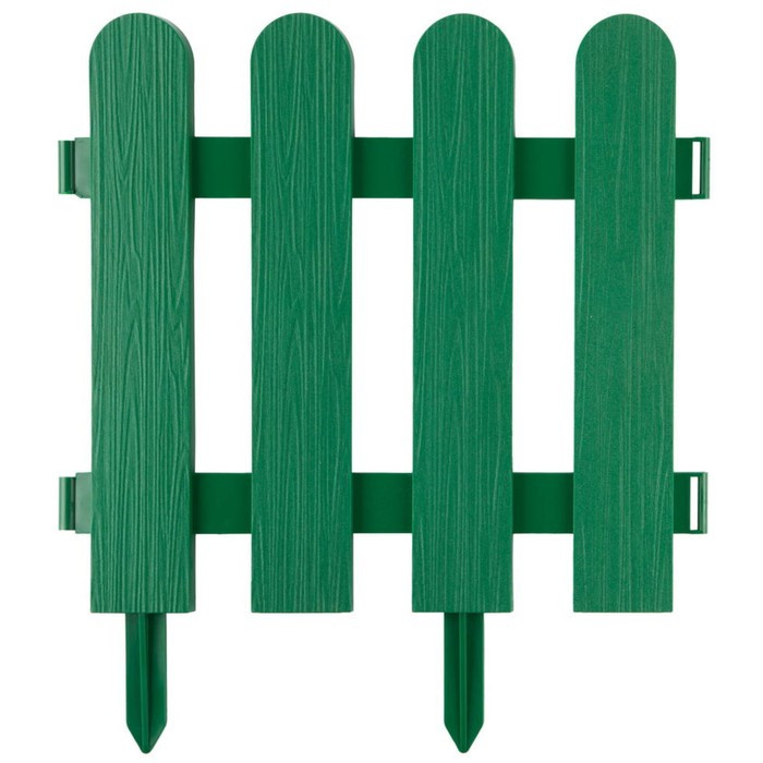 Ограждение декоративное, 29 × 224 см, 5 секций, пластик, зелёный,GRINDA «Штакетник» - фото 1 - id-p222532870