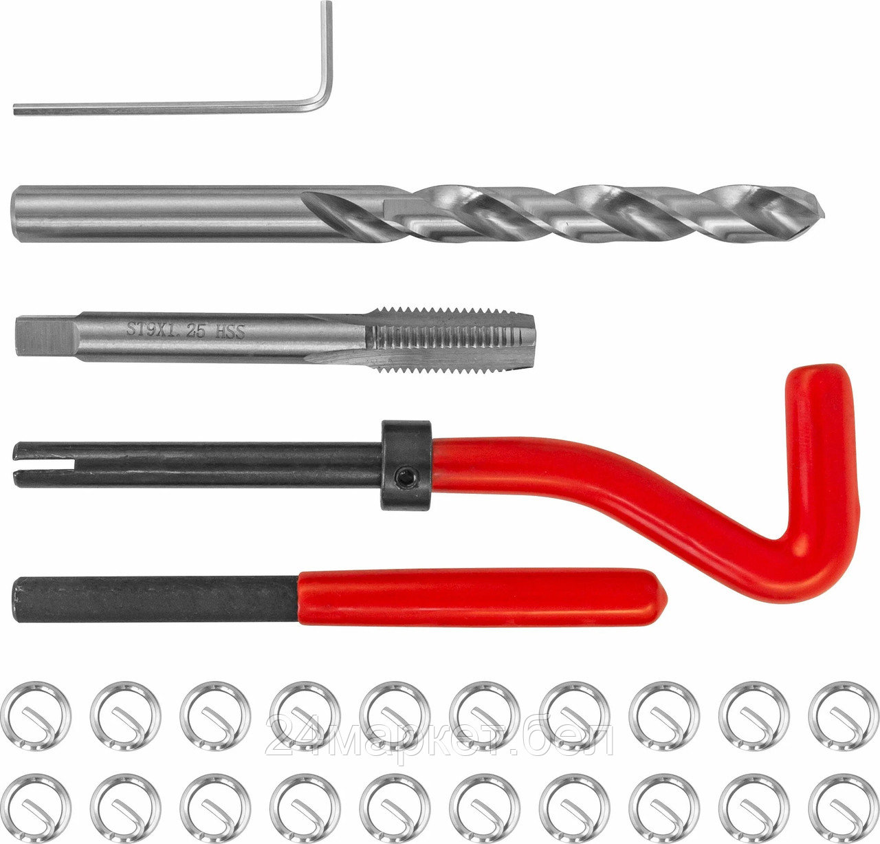Thorvik TRIS9125 TRIS9125 Набор для восстановления резьбы M9x1.25, 25 предметов - фото 1 - id-p222444038