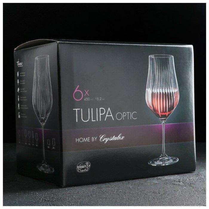 CRYSTALEX CR450101TO Набор бокалов для вина TULIPA OPTIC 6шт 450мл - фото 10 - id-p222536766
