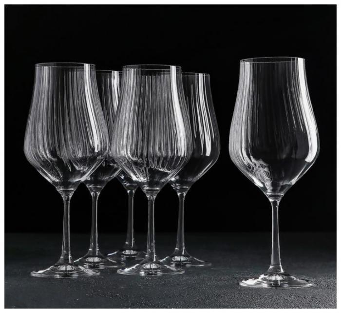 CRYSTALEX CR550101TO Набор бокалов для вина TULIPA OPTIC 6шт 550мл - фото 4 - id-p222536769