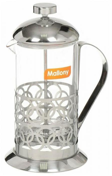 MALLONY Чайник/кофейник (кофе-пресс) OLIMPIA, 600 мл, из жаропрочного стекла, в корп из нерж ст, T046-600ML - фото 7 - id-p222536847
