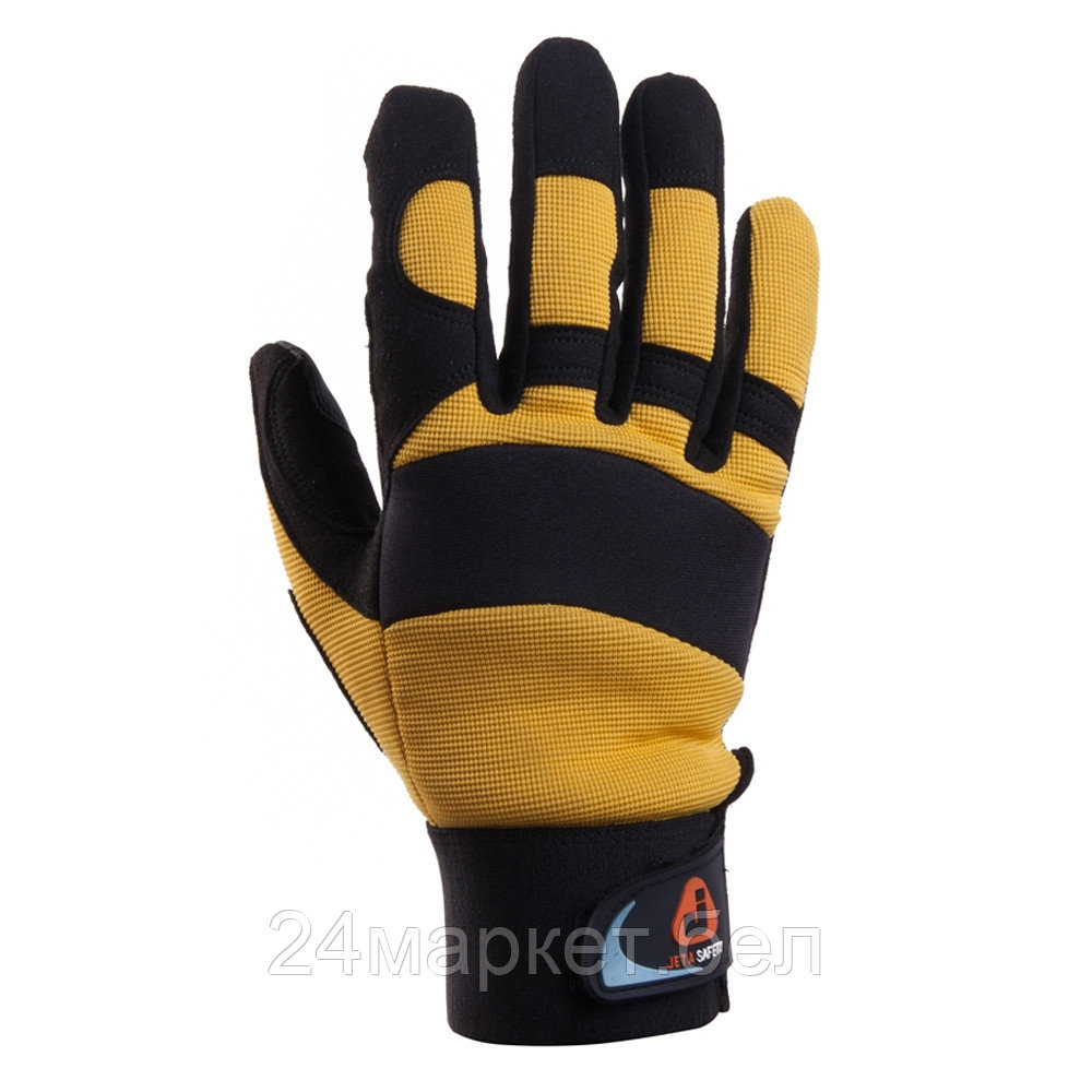 JETA PRO JAV01/L JAV01 9/L Vibro Pro Защитные антивибрационные трикотажные перчатки черно-желтые - фото 1 - id-p222443804