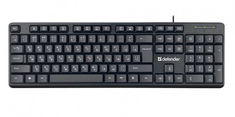 Defender Клавиатура проводная Daily HB-162, мембранная,104 кл., 12 (+FN) доп. клавиш, черный, USB, 1,8 м. - фото 1 - id-p220481596