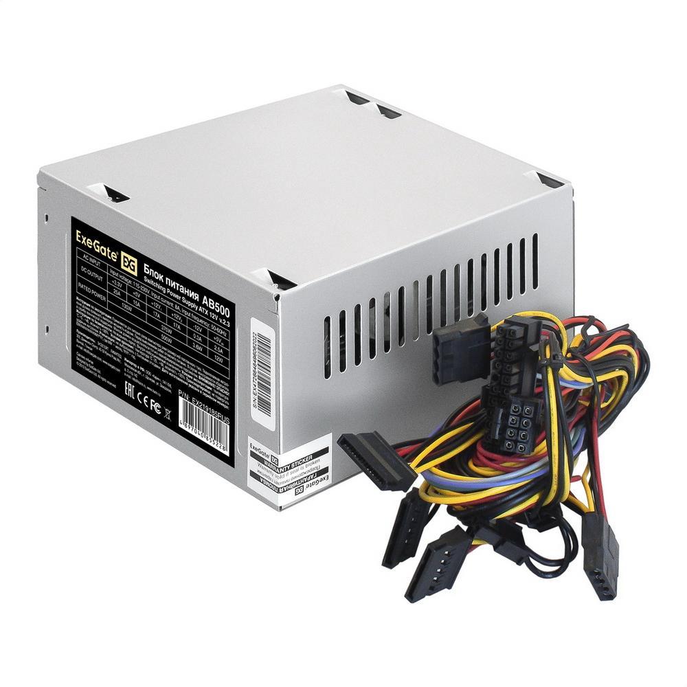 Exegate EX219185RUS / 251772 Блок питания 500W ATX-AB500 OEM, 8cm fan, 24+4pin, 2*SATA, 1*FDD, 2*IDE - фото 1 - id-p206780408