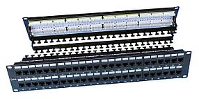 Hyperline PP3-19-48-8P8C-C6-110D Патч-панель 19", 2U, 48 портов RJ-45, категория 6, Dual IDC, ROHS, цвет