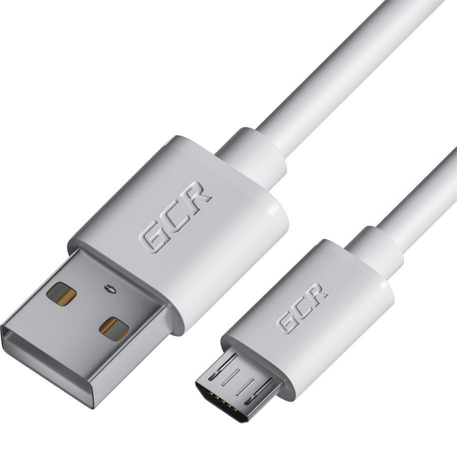 GCR Кабель 0.5m MicroUSB, белый, быстрая зарядка, 28/24 AWG, GCR-53230 Greenconnect - фото 1 - id-p214261415