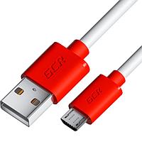 GCR Кабель 0.5m MicroUSB, белый, красные коннекторы, быстрая зарядка, 28/24 AWG, GCR-53214 Greenconnect