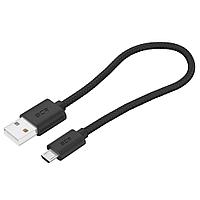 GCR Кабель 0.5m MicroUSB, быстрая зарядка, черный нейлон, GCR-54084 Greenconnect