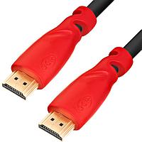 GCR Кабель 1.0m HDMI 1.4, красные коннекторы, 30/30 AWG, позолоченные контакты, FullHD, Ethernet 10.2 Гбит/с,