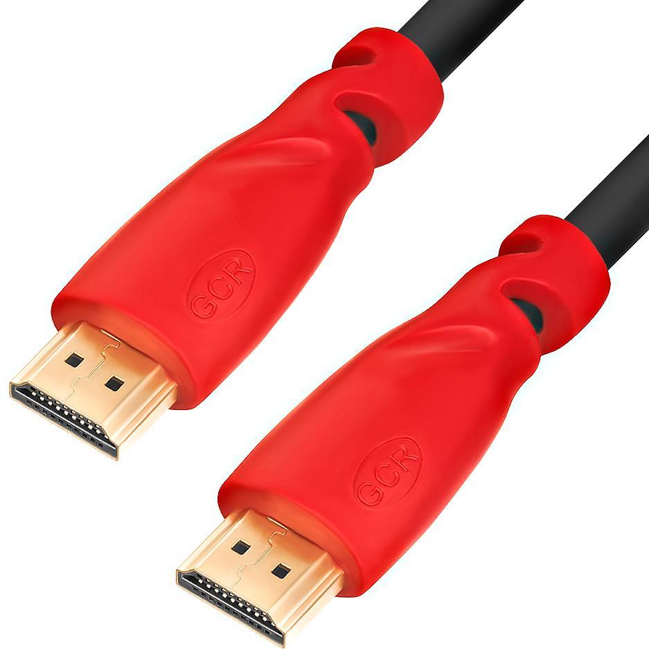 GCR Кабель 1.0m HDMI 1.4, красные коннекторы, 30/30 AWG, позолоченные контакты, FullHD, Ethernet 10.2 Гбит/с, - фото 1 - id-p212722901