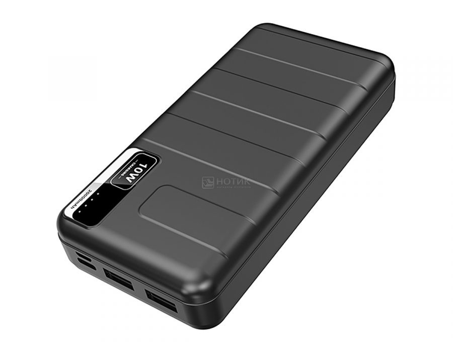Внешний аккумулятор Qumo PowerAid T5000, 20000 мАч (74 Вт*ч), до 10Вт, 2xUSB, USB Type-C, micro USB, Черный - фото 1 - id-p220888826