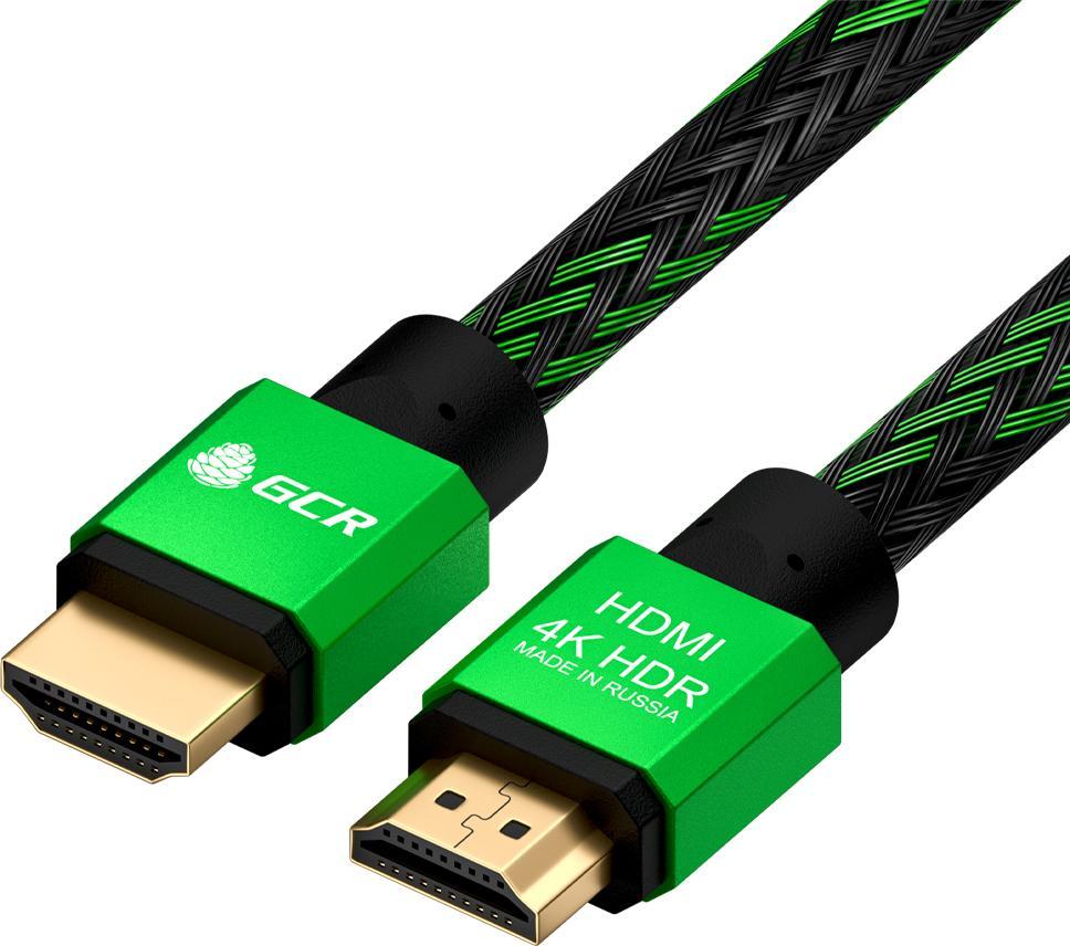 GCR Кабель 1.5m HDMI 2.0, BICOLOR нейлон, AL корпус зеленый, HDR 4:2:2, Ultra HD, 4K 60 fps 60Hz/5K*30Hz, 3D, - фото 1 - id-p203909552