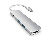 Док-станция Satechi Aluminum Type-C Slim Multi-Port Adapter 4K (2xUSB 3.0, USB Type-C, HDMI), Серебристый