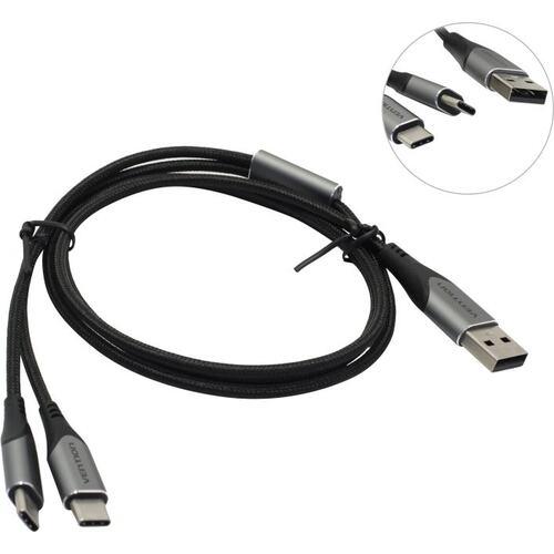 Кабель Vention CQJHF 3 в 1 USB 2.0 AM/ Micro-B, USB-C, Lightning M - 1м. Черный - фото 1 - id-p222366249