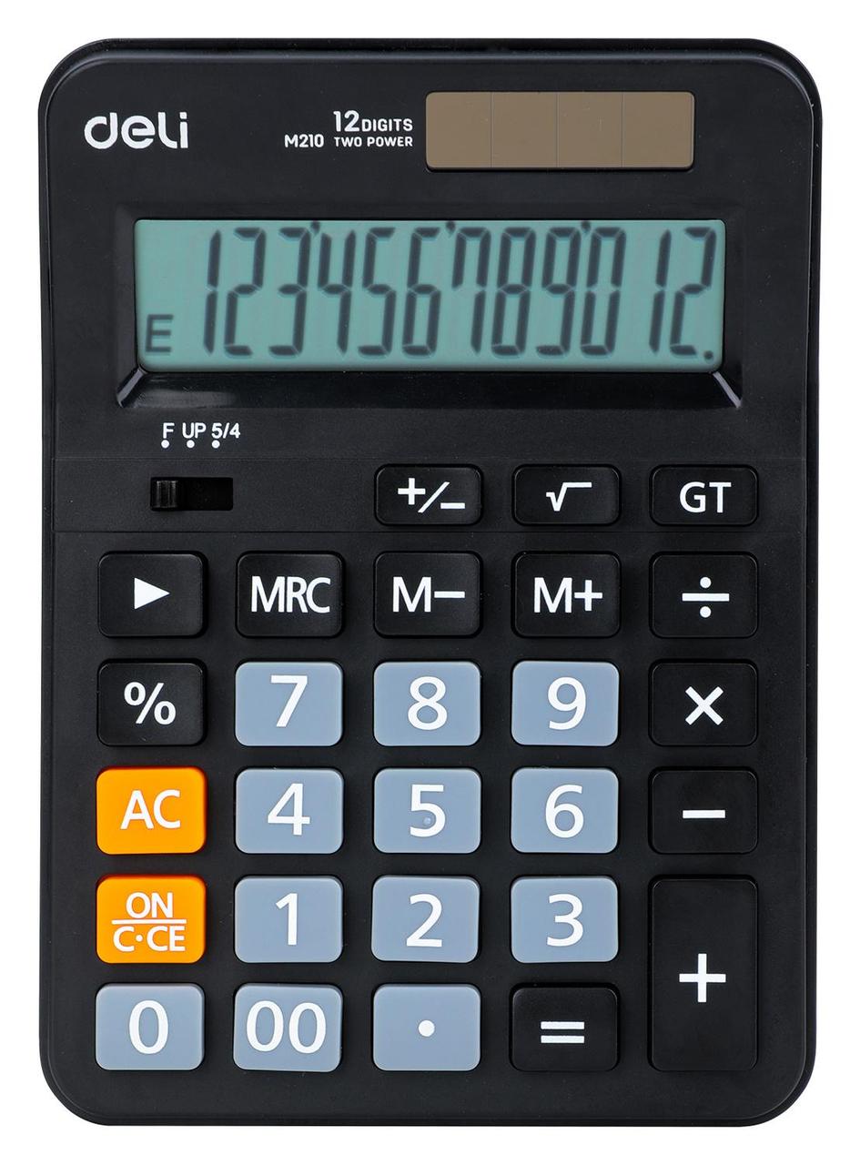 Калькулятор настольный Deli EM210 черный 12-разр. - фото 1 - id-p214271639