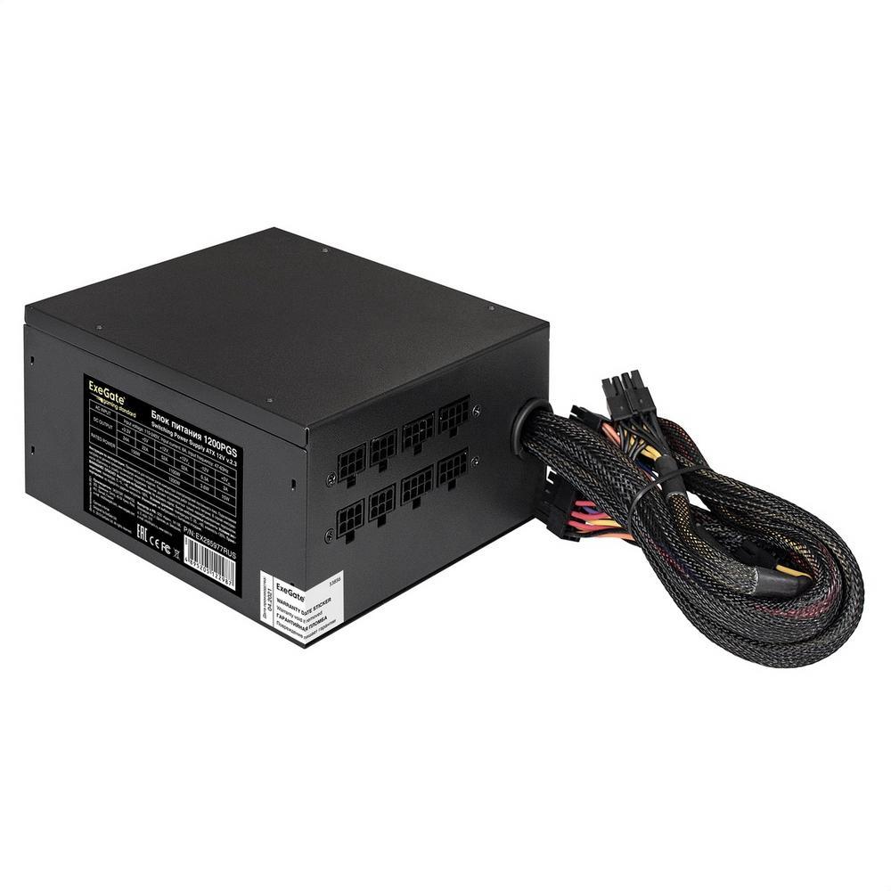 Блок питания 1200W ExeGate Gaming Standard 1200PGS (ATX, APFC, 14cm fan, 24pin, 2x(4+4)pin, PCIe, 5xSATA, - фото 1 - id-p203914849