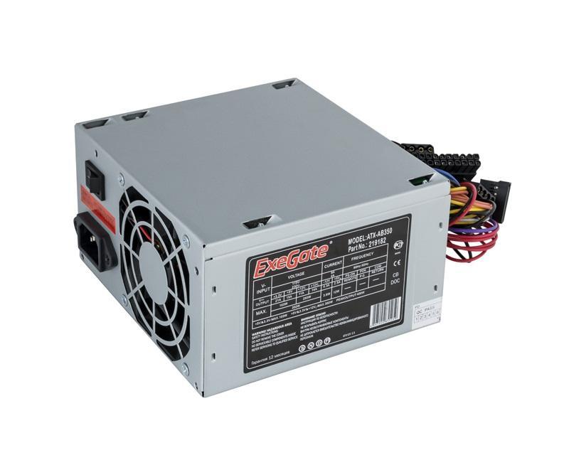 Блок питания 350W ExeGate AB350 (ATX, PC, 8cm fan, 24pin, 4pin, 3xSATA, 2xIDE, FDD, кабель 220V в комплекте) - фото 1 - id-p212713736