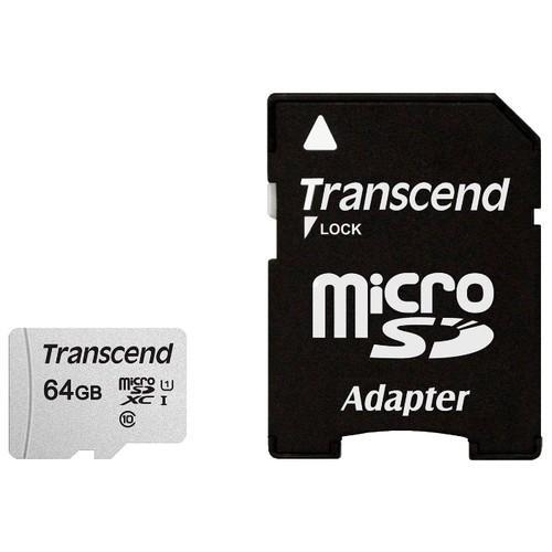 Micro SecureDigital 64Gb Transcend Class 10 TS64GUSD300S-A {MicroSDXC Class 10 UHS-I, SD adapter} - фото 1 - id-p212702645