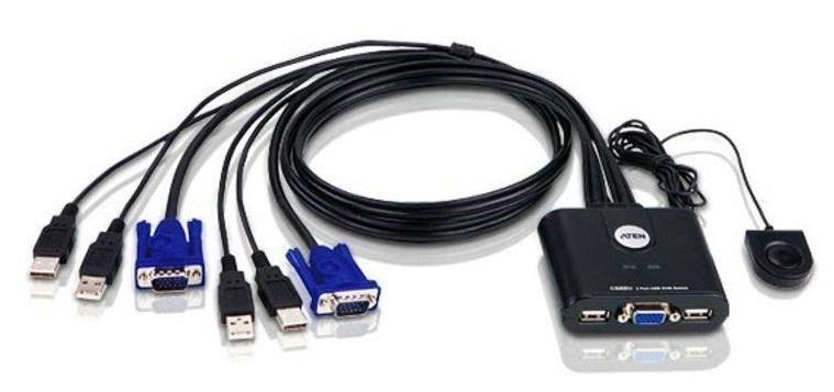 Квм перевключатель ATEN 2-Port USB VGA Cable KVM Switch with Remote Port Selector (CS22U-A7) - фото 1 - id-p218811693