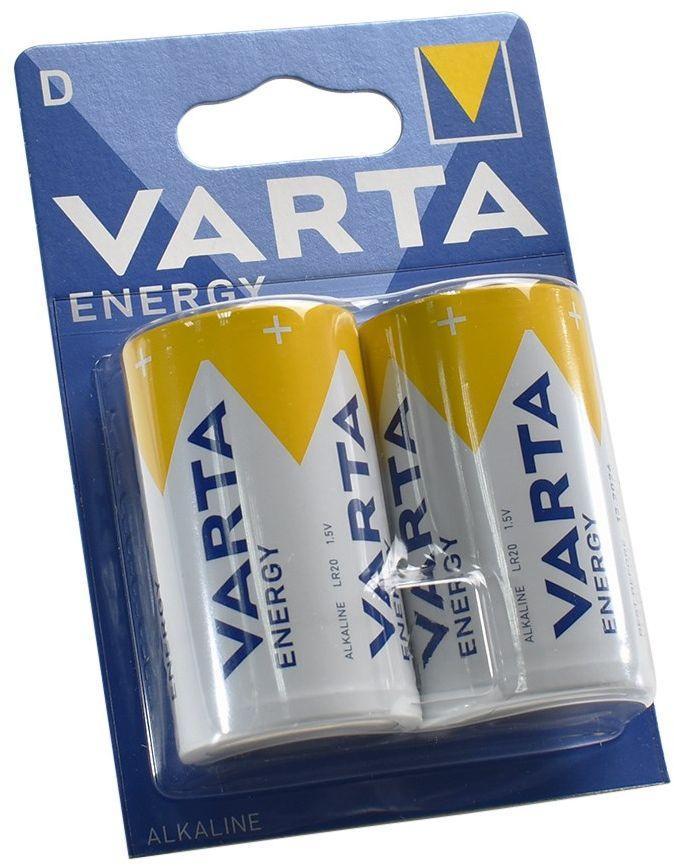 Батарейка Varta ENERGY LR20 D BL2 Alkaline 1.5V (4120) (2/20/100) (2 шт.) - фото 1 - id-p214265156