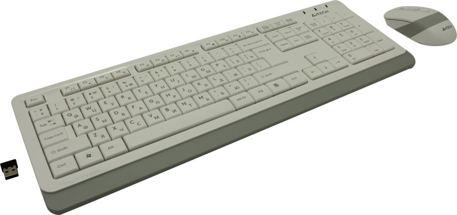 Клавиатура + мышь A4 Fstyler FG1010 клав:белый/серый мышь:белый/серый USB беспроводная