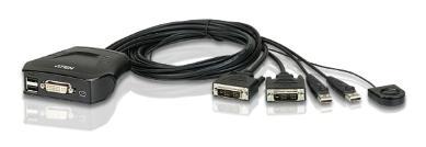 KVM-переключатель ATEN CS22D-AT 2-Port USB DVI Cable KVM Switch with Remote Port Selector - фото 1 - id-p218191354
