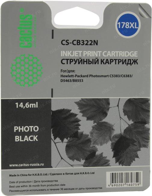 Картридж Cactus CS-CB322N/CS-CB322 №178XL (фото-черный) для HP PhotoSmart B8553/C5383/C6383/D5463 CS-CB322N - фото 1 - id-p212724174
