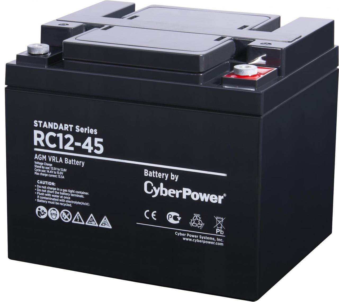 Аккумуляторная батарея SS CyberPower RC 12-45 / 12 В 50 Ач Cyberpower. Battery CyberPower Standart series RС - фото 1 - id-p212704475