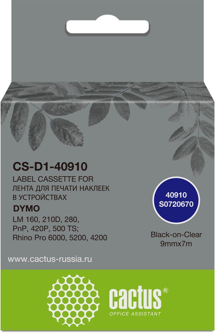 Картридж ленточный Cactus CS-D1-40910 40910 для Dymo LM 160, 210D, 280, PnP, 420P, 500 TS; Rhino Pro 6000, - фото 1 - id-p218811386