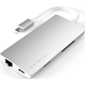 USB-концентратор Satechi Aluminum Multi-Port Adapter V2. Интерфейс USB-C. 3 порта USB 3.0, 1 порт 4K HDMI, 1