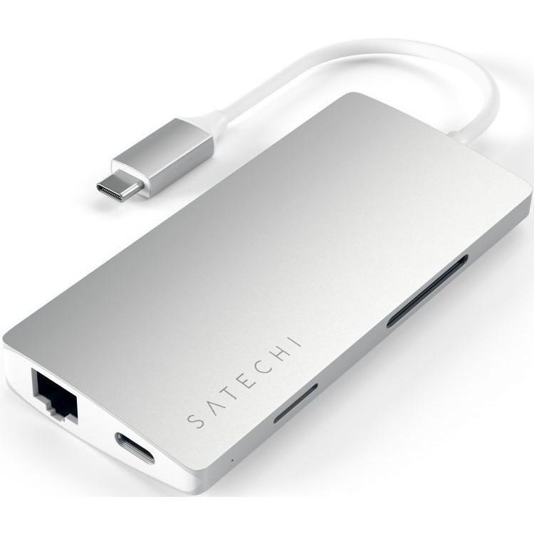 USB-концентратор Satechi Aluminum Multi-Port Adapter V2. Интерфейс USB-C. 3 порта USB 3.0, 1 порт 4K HDMI, 1 - фото 1 - id-p203914346