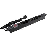 Exegate ServerPro PDU-19H606 Al-6S-EU2-SW-O EX280831RUS Блок силовых розеток 19" чёрный 1U 6 евророзеток